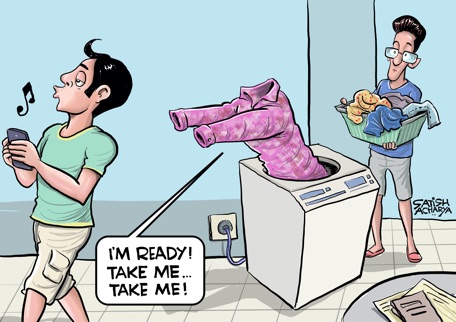 Cartoon of washing machine