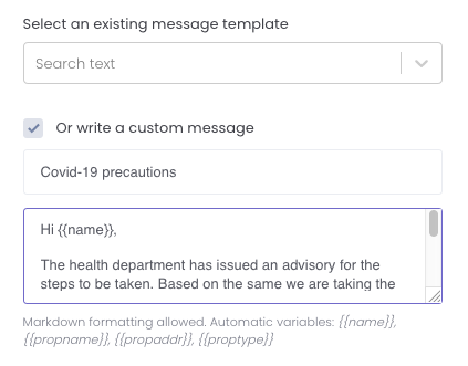 Select a message template