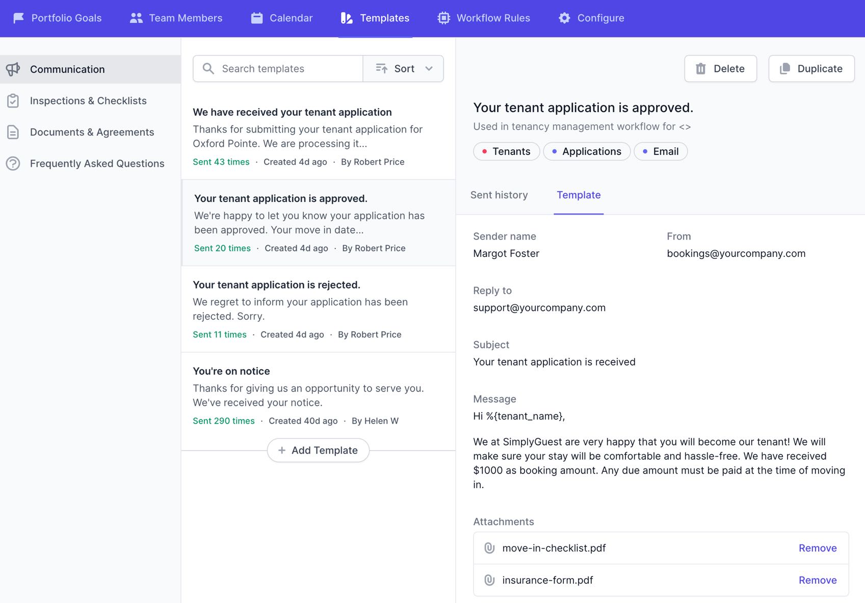 JumboTiger communication templates